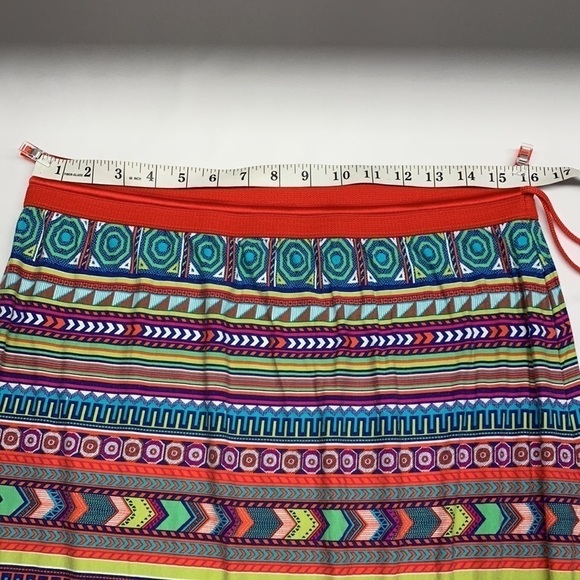 Esqualo Maxi Skirt Aztec Design Multi Colour Elastic Draw String Waist Size 2XL - Picture 7 of 8
